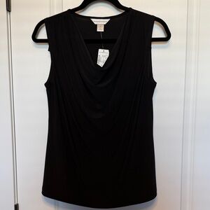 Christopher & Banks Black Sleeveless Drape Blouse
